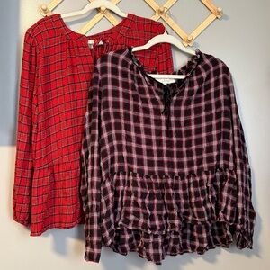 LOFT | Plaid Peplum Blouses